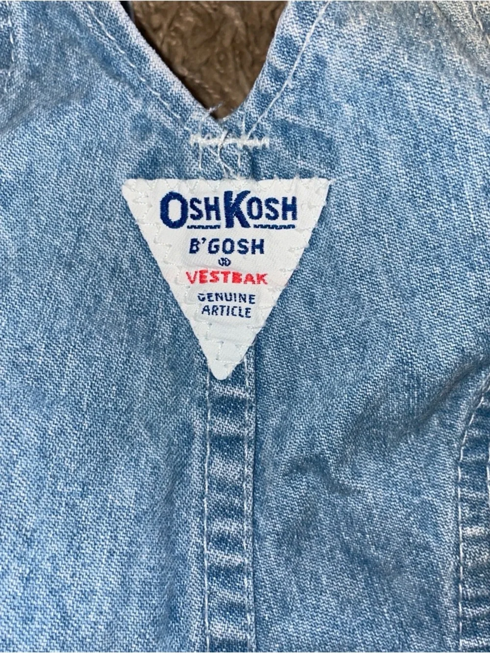 VNTGE USA MADE OshKosh B'gosh VestBak Denim Overalls with Red Logo Patch 6/9MNTH
